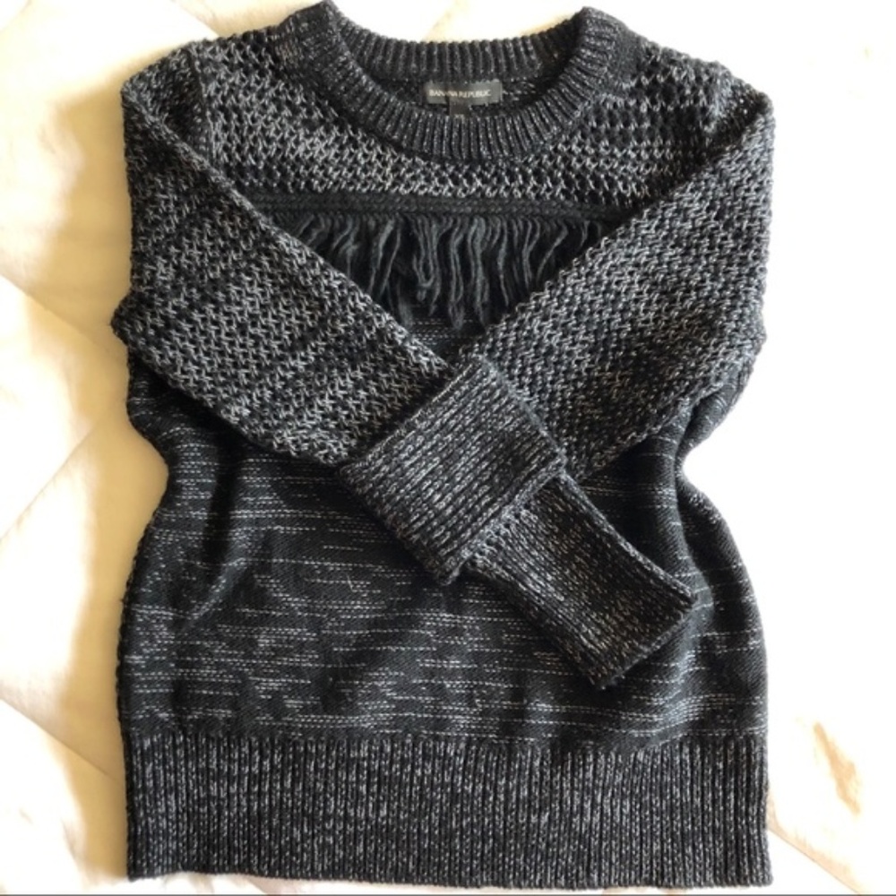 Banana Republic Black Fringe Sweater - XS